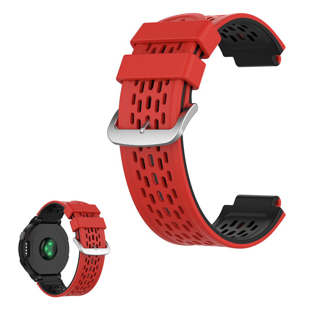 Dual color siliconenn armband voor Garmin toestellen - Rood / Zwart