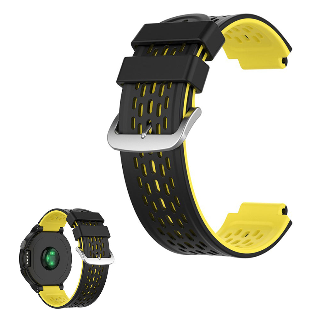 Dual color siliconenn armband voor Garmin toestellen - Zwart/Geel