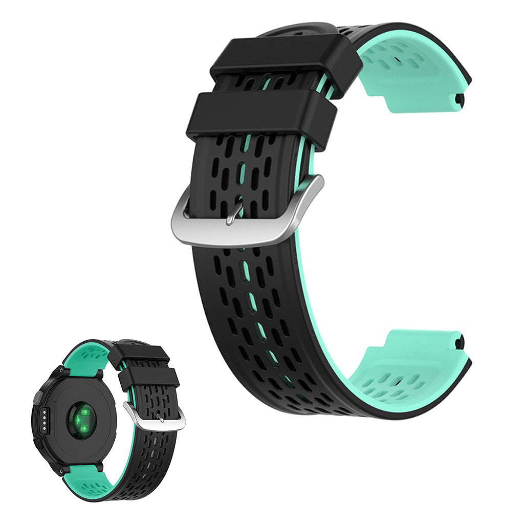 Dual color siliconenn armband voor Garmin toestellen - Zwart / Cyaan