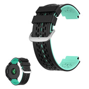 Bracelet en silicone bicolore pour appareils Garmin - Noir / Cyan