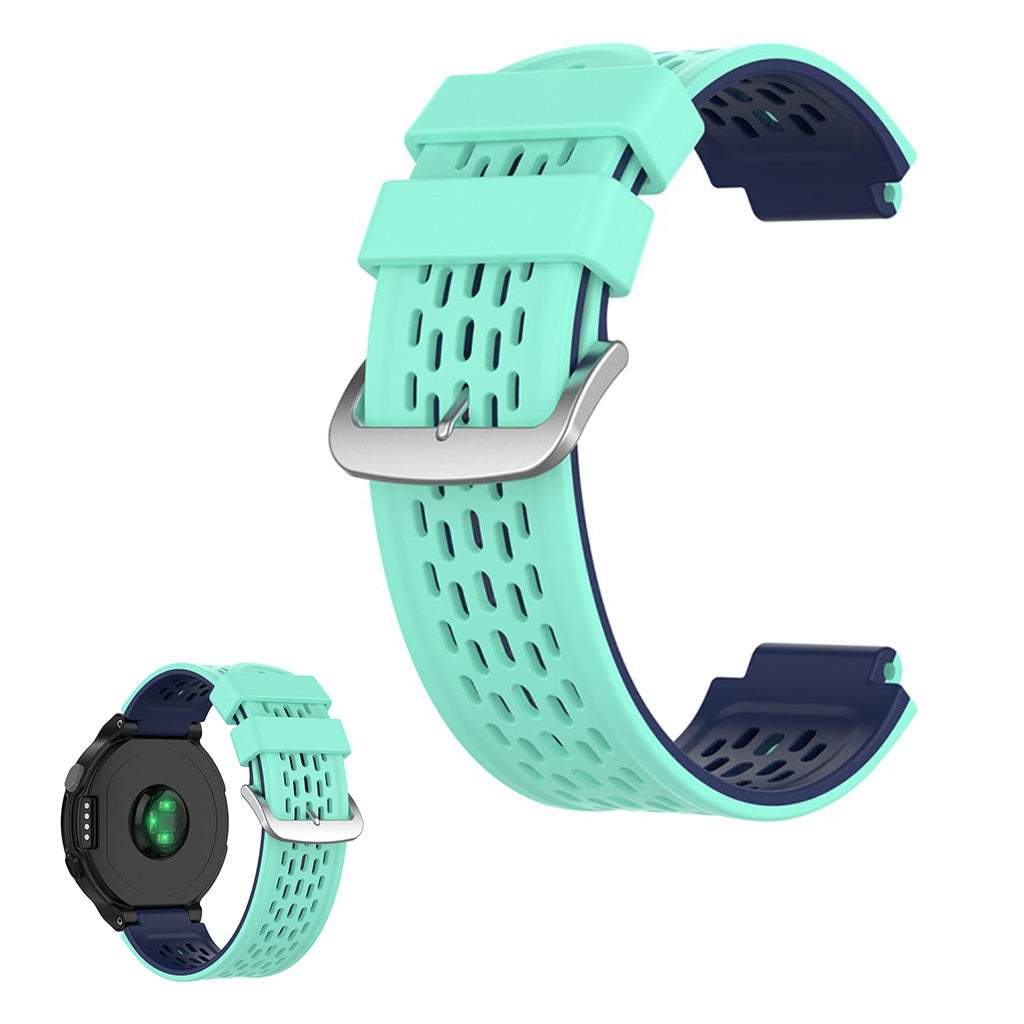 Dual color siliconenn armband voor Garmin toestellen - Cyaan / Donkerblauw