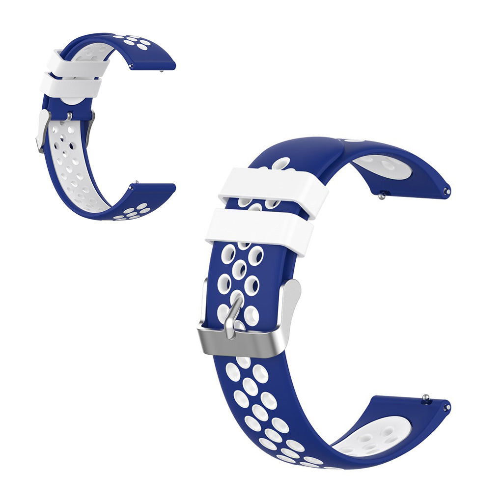 22mm Universele dubbele kleur + lus siliconenn horlogeband - Blauw / Wit