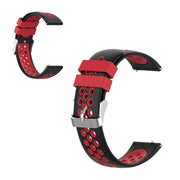 22mm Universele dubbele kleur + lus siliconenn horlogeband - Zwart / Rood