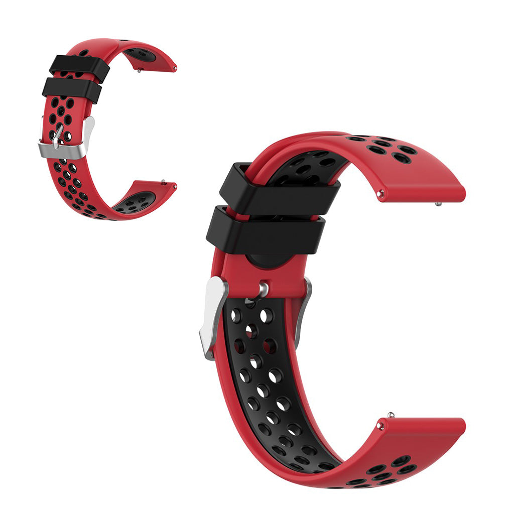 22mm Universele dubbele kleur + lus siliconenn horlogeband - Rood / Zwart