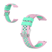22mm Universele dubbele kleur + lus siliconenn horlogeband - Roze / Cyaan