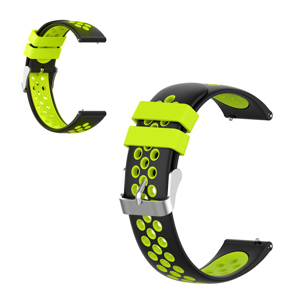 22mm Universele dubbele kleur + lus siliconenn horlogeband - Zwart / Groen