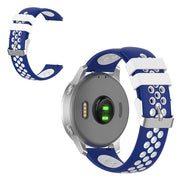 18mm Garmin Vivoactive 4S / Vivomove 3S dual color siliconenn armband - Blauw / Wit