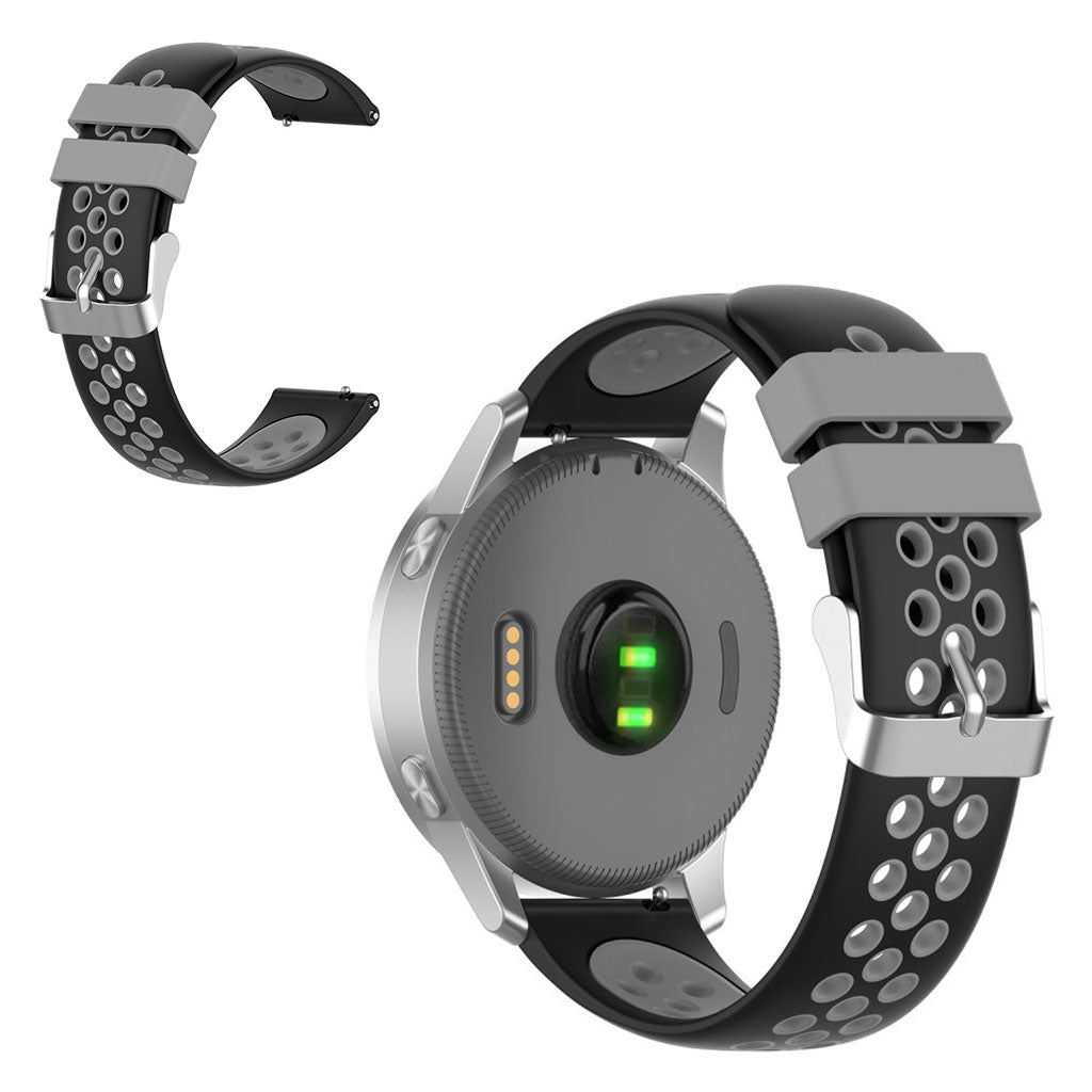 18mm Garmin Vivoactive 4S / Vivomove 3S dual color siliconenn armband - Zwart / Grijs