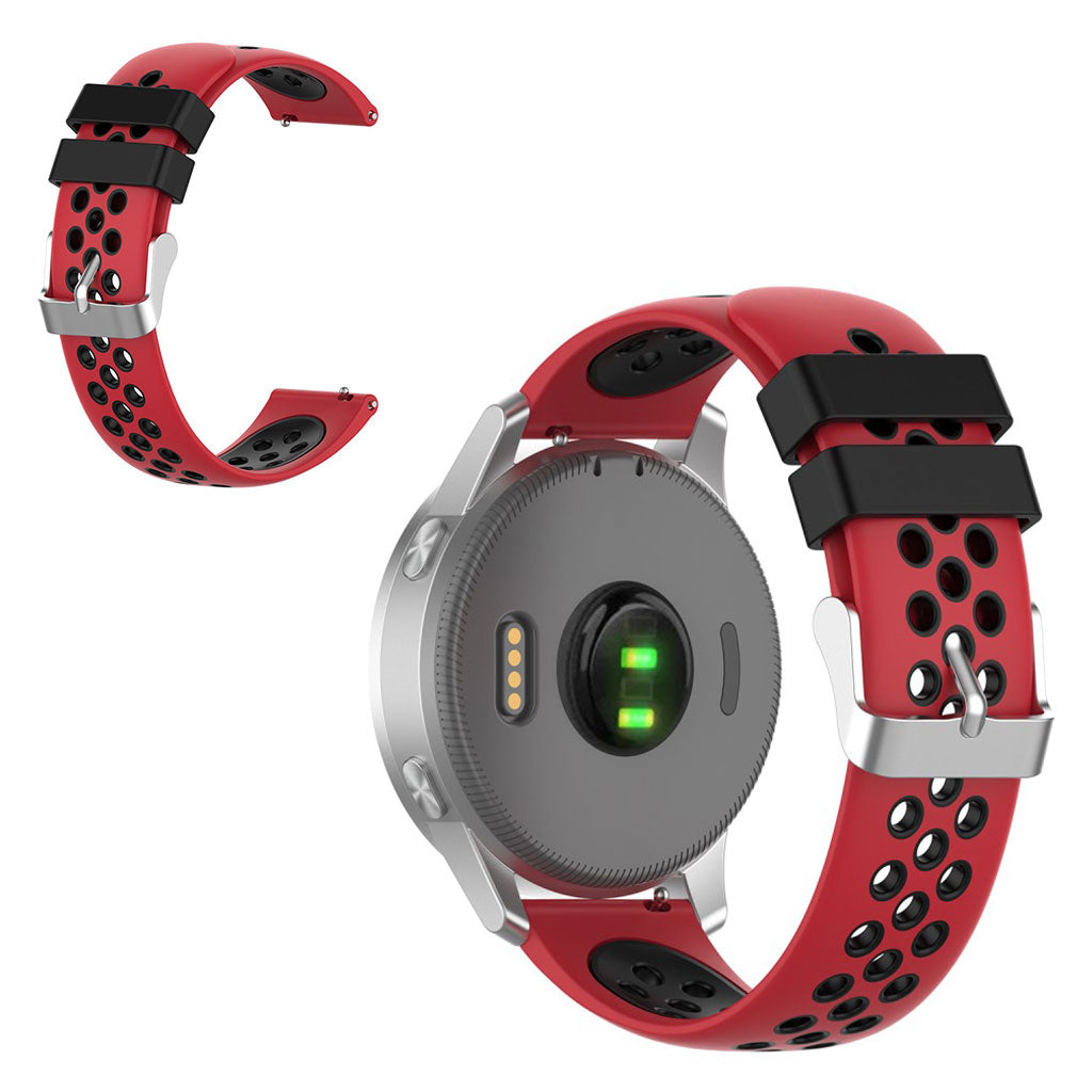 18mm Garmin Vivoactive 4S / Vivomove 3S dual color silicone watch band - Rouge / Noir