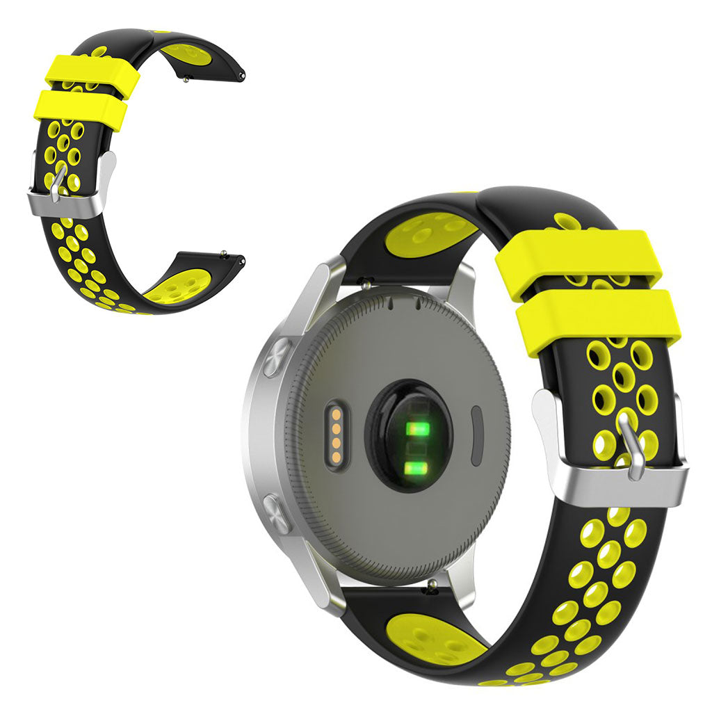 18mm Garmin Vivoactive 4S / Vivomove 3S dual color silicone watch band - Noir / Jaune