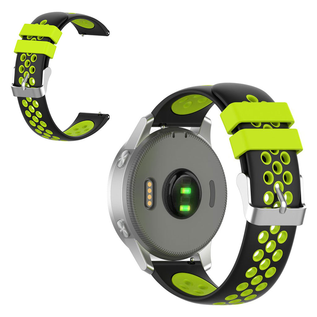 18mm Garmin Vivoactive 4S / Vivomove 3S dual color silicone watch band - Noir / Vert