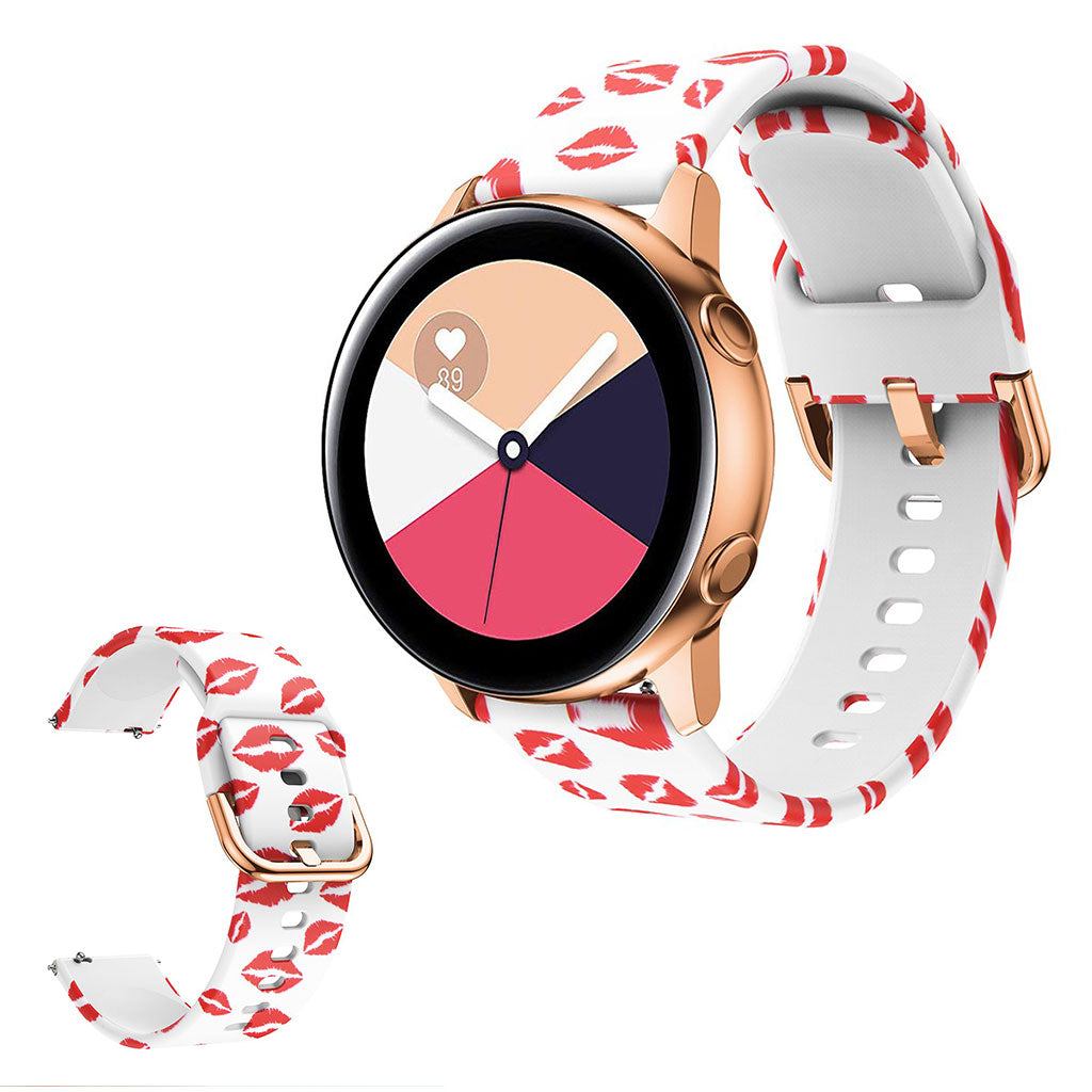 Siliconen horlogeband met schilderachtig patroon voor Amazfit en Samsung horloge - Red Lips