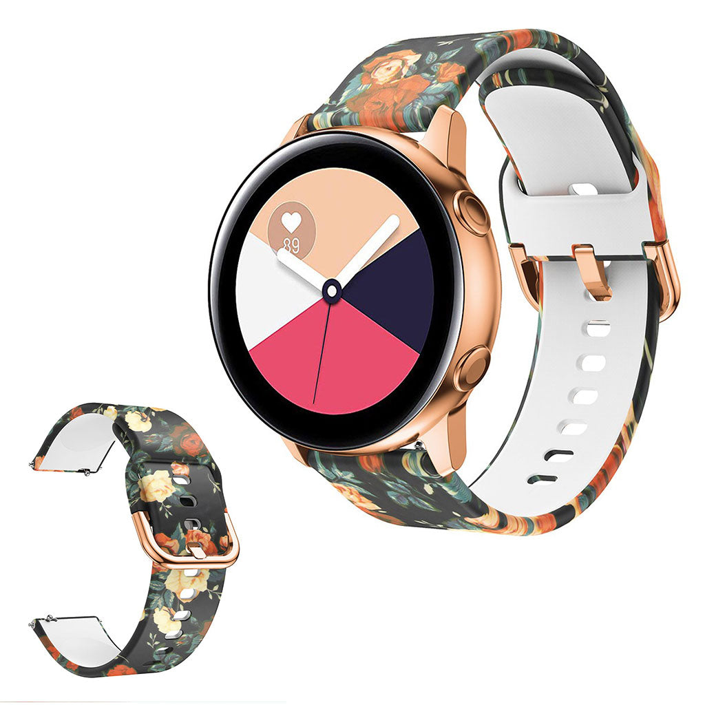 Siliconen horlogeband met schilderachtig patroon voor Amazfit en Samsung horloge - Rose