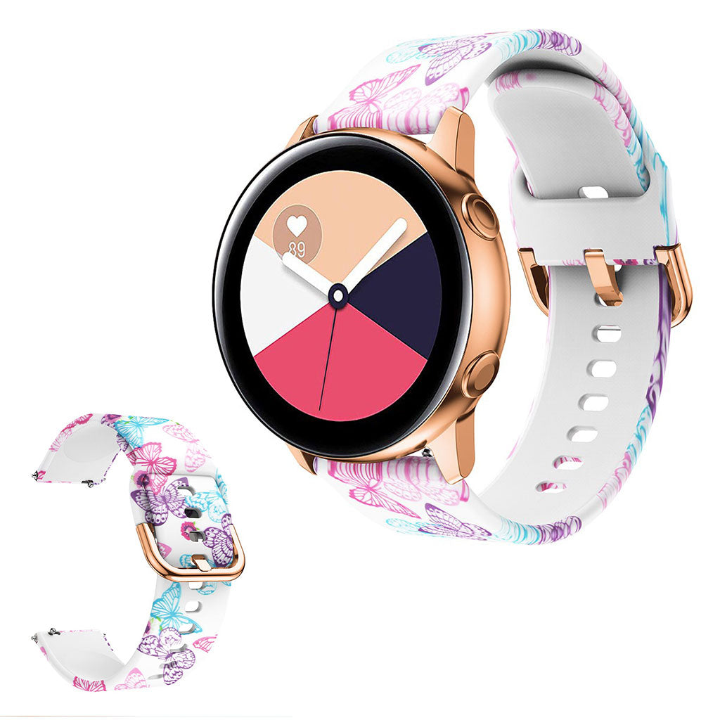 Siliconen horlogeband met schilderachtig patroon voor Amazfit en Samsung horloge - Butterfly