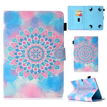 Gedessineerde 10-" Tablet Universele Vegan Lederen Wallet Case iPad 9.7 (2018) / Lenovo Tab 4 10 Plus en meer - Mandala