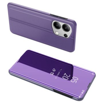 Xiaomi Redmi Note 13 4G hoesje met kijkvenster galvaniserende lederen telefoonhoes - Paars/Blauw