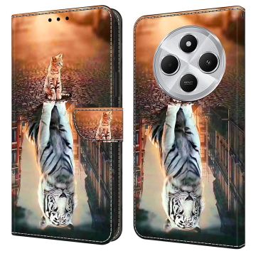Wonderland Xiaomi Redmi 14C / Xiaomi Redmi 14R / Xiaomi Poco C75 flip hoesje - Kat En Tijger