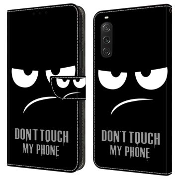 Voor Sony Xperia 10 V Beschermhoesje 3D Patroon Leren Portemonnee Telefoonhoesje - Raak Mijn Telefoon Niet Aan