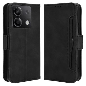 Lederen portemonnee hoesje met moderne vormgeving voor Xiaomi Redmi Note 13 - Zwart