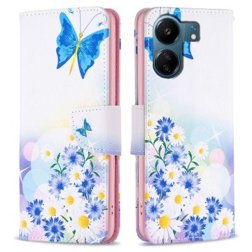 Wonderland Xiaomi Redmi 13C / Xiaomi Poco C65 flip hoesje - Vlinder En Bloemen