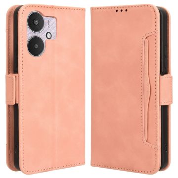 Lederen portemonnee hoesje met moderne vormgeving voor Xiaomi Redmi 13C / Xiaomi Redmi 13R - Roze