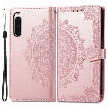 Mandala Sony Xperia 10 V leren etui - Rose Goud