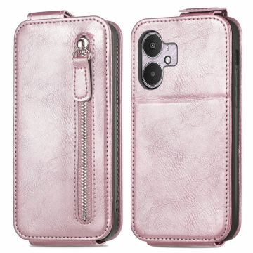 Verticale flip-telefoonhoes met rits voor Xiaomi Redmi 13C - Rose Goud