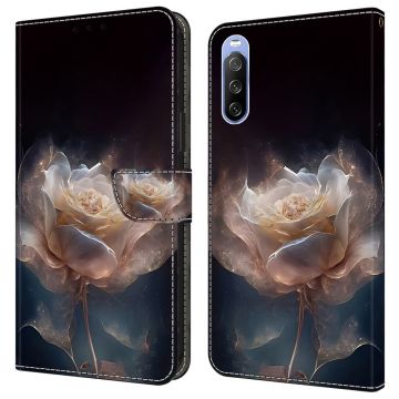 Voor Sony Xperia 10 V Magnetische hoes PU Leer r Patroon afdrukken Telefoon Portemonnee Cover - Peony