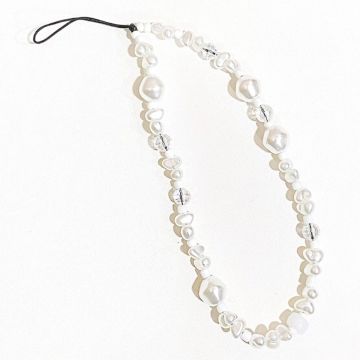 Beaded Phone Bracelet Strap Phone Lanyard Imitation Pearl Phone Charm, Length: 16cm and 5cm - SZ-A220006A