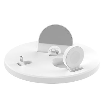 MY001 Voor iPhone iWatch AirPods 3-in-1 Oplaadstandaardaard Smartwatch Draadloze Oplader Dock - Wit