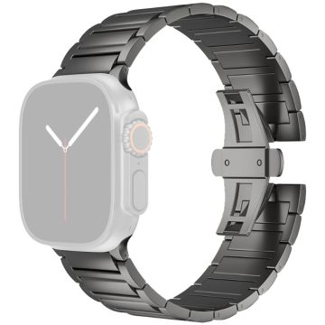 Apple Watch Series 49mm - 45mm - 44mm - 42mm Metalen vlindergesp horlogebandje - Zwart