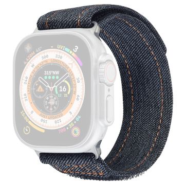 KALEBOL Denim horlogebandje Apple Watch Series 49mm - 45mm - 44mm - 42mm Magic Tape Band - Zwart