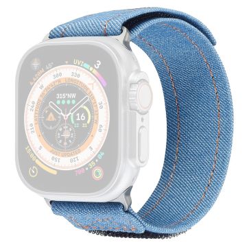 KALEBOL Denim horlogebandje Apple Watch Series 49mm - 45mm - 44mm - 42mm Magic Tape Band - Babyblauw