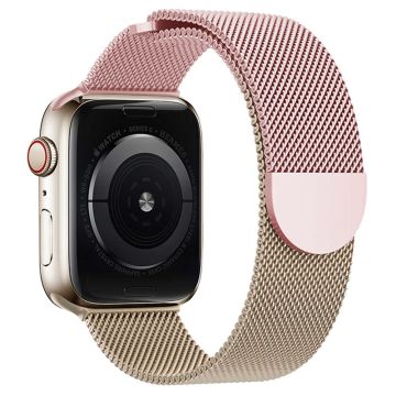 Apple Watch Series 49mm - 45mm - 44mm - 42mm Milanees bandje met kleurverloop - Roze + Rose Goud