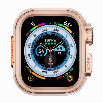 Apple Watch Series 9 / 8 / 7 45mm Anti-val Horloge Hoesje Metalen Beschermend Frame - Rose Goud