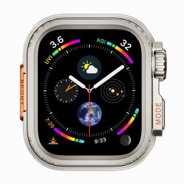 Apple Watch Series 9 / 8 / 7 45mm Anti-val Horloge Hoesje Metalen Beschermend Frame - Titanium