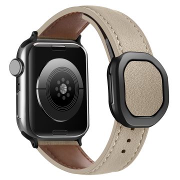 Apple Watch Series 49mm - 45mm - 44mm - 42mm Echt koeie lederen polsband - Abrikoos