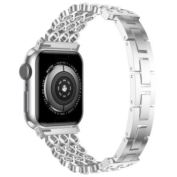 Apple Watch Series 49mm - 45mm - 44mm - 42mm stijlvol zinklegering horlogebandje - Zilver