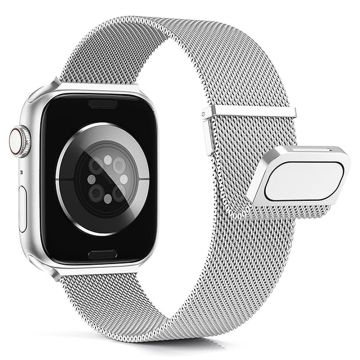 KALEBOL Apple Watch Series 49mm - 45mm - 44mm - 42mm Milanees magnetisch horlogebandje - Zilver