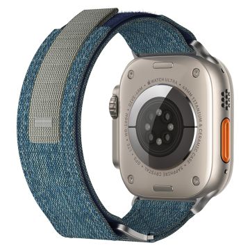 KALEBOL Apple Watch Series 49mm - 45mm - 44mm - 42mm Horlogeband Nylon Lusband - Babyblauw
