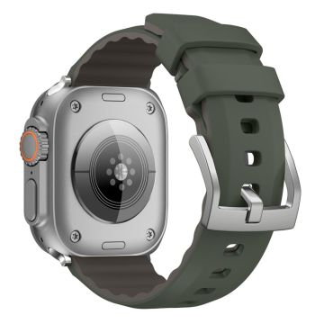 KALEBOL Apple Watch Series 49mm - 45mm - 44mm - 42mm Siliconen Band Dual Color - Zwartachtig Groen