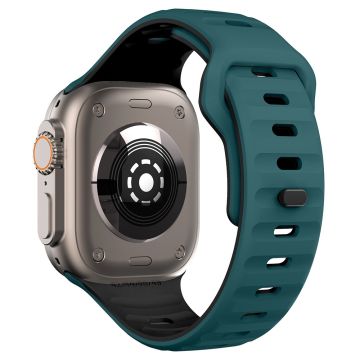 KALEBOL Apple Watch Series 49mm - 45mm - 44mm - 42mm Siliconen horlogebandje - Zwartachtig Groen + Zwart