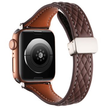 KALEBOL Apple Watch Series 49mm - 45mm - 44mm - 42mm Echt Lederen Horlogeband - Koffie