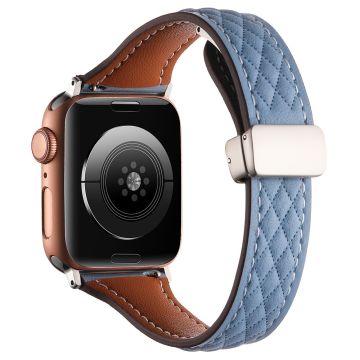 KALEBOL Apple Watch Series 49mm - 45mm - 44mm - 42mm Echt Lederen Horlogeband - Blauw