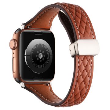 KALEBOL Apple Watch Series 49mm - 45mm - 44mm - 42mm Echt Lederen Horlogeband - Bruin