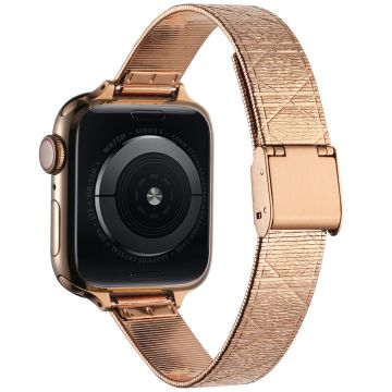 Apple Watch Series 49mm - 45mm - 44mm - 42mm Ruit Raster Roestvrij Stalen Horlogeband - Roségoud