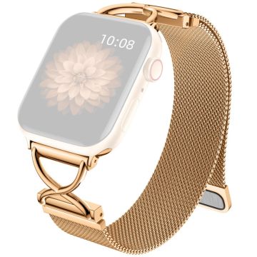 Apple Watch Series 49mm - 45mm - 44mm - 42mm Milanese metalen band - Roségoud