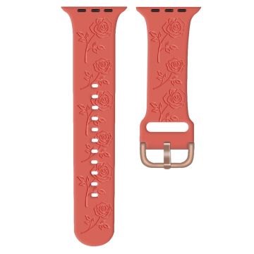 Apple Watch Series 49mm - 45mm - 44mm - 42mm Rose Siliconen Band - Rood