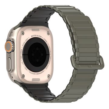 DUX DUCIS Apple Watch Series 49mm - 45mm - 44mm - 42mm Magnetische Siliconen Band - Zwart+Groen