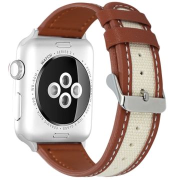 KALEBOL Apple Watch Series 49mm - 45mm - 44mm - 42mm Dual Color Horlogeband - Rood Bruin+Wit